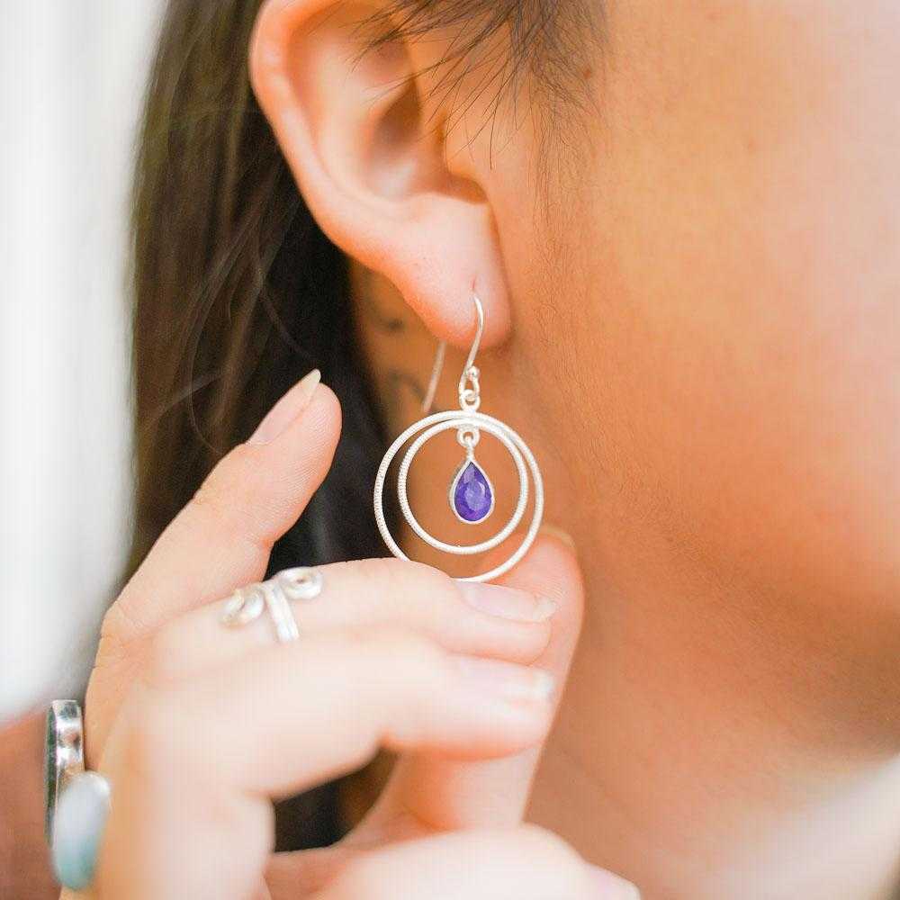 Moon Iolite Teardrop Sterling Silver Earrings