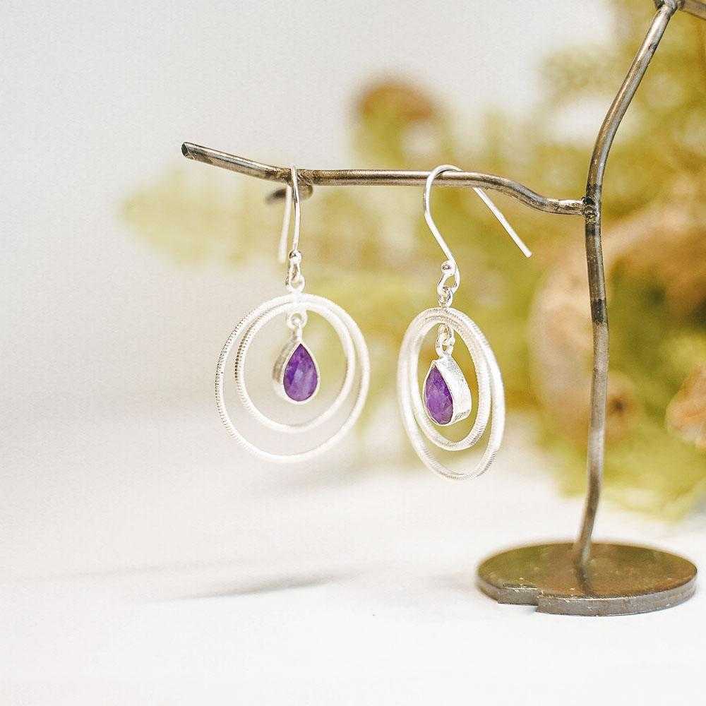 Moon Iolite Teardrop Sterling Silver Earrings