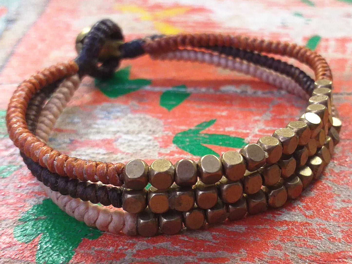 Triple Brass Bead Bracelet