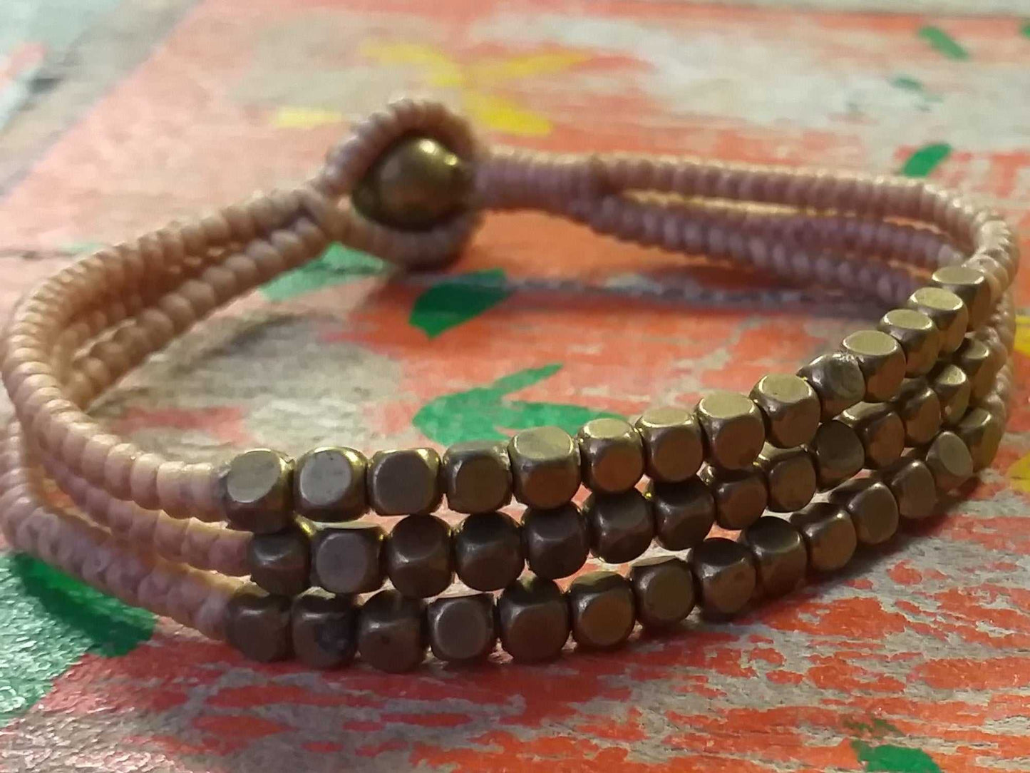 Triple Brass Bead Bracelet