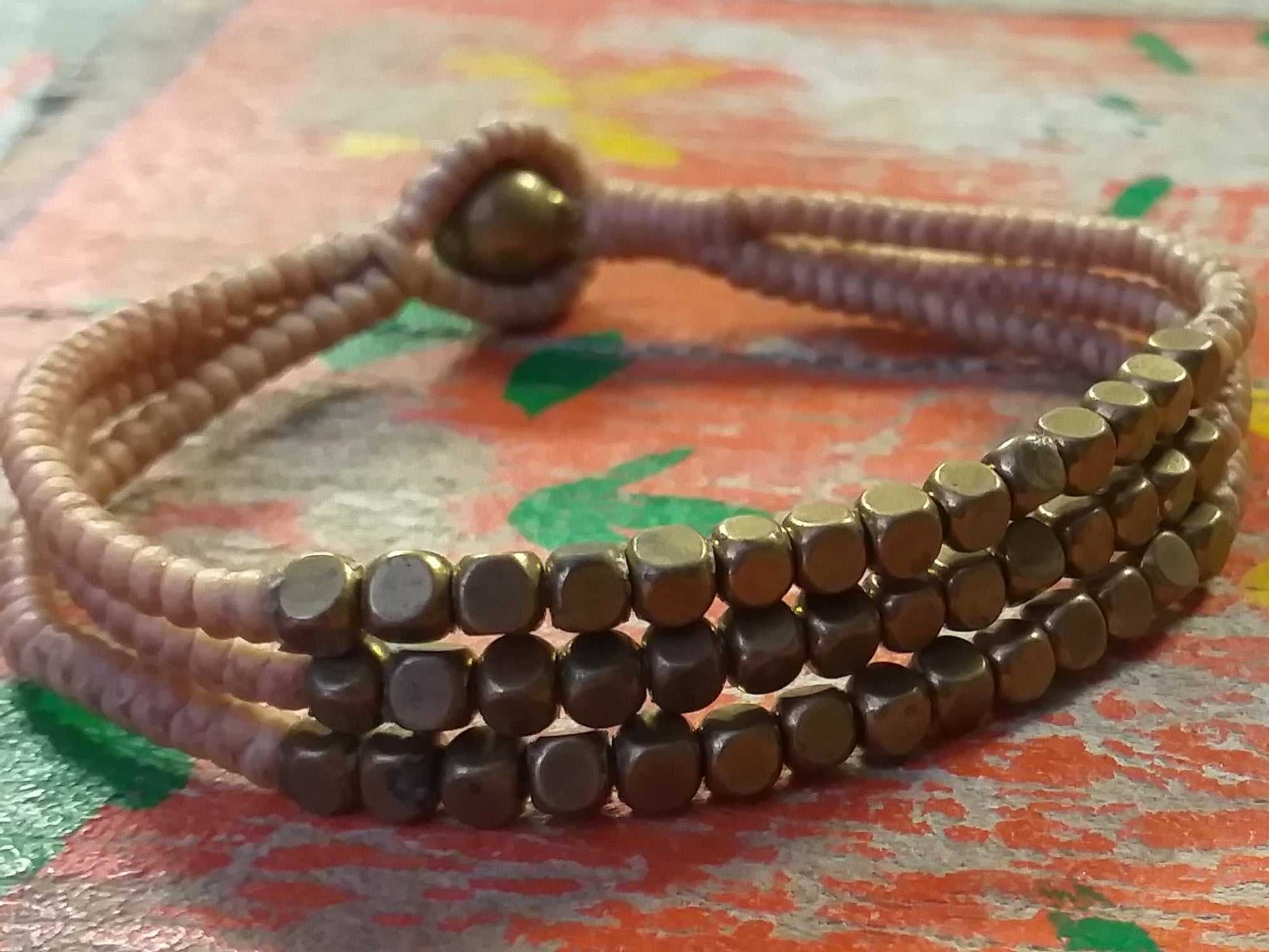 Triple Brass Bead Bracelet