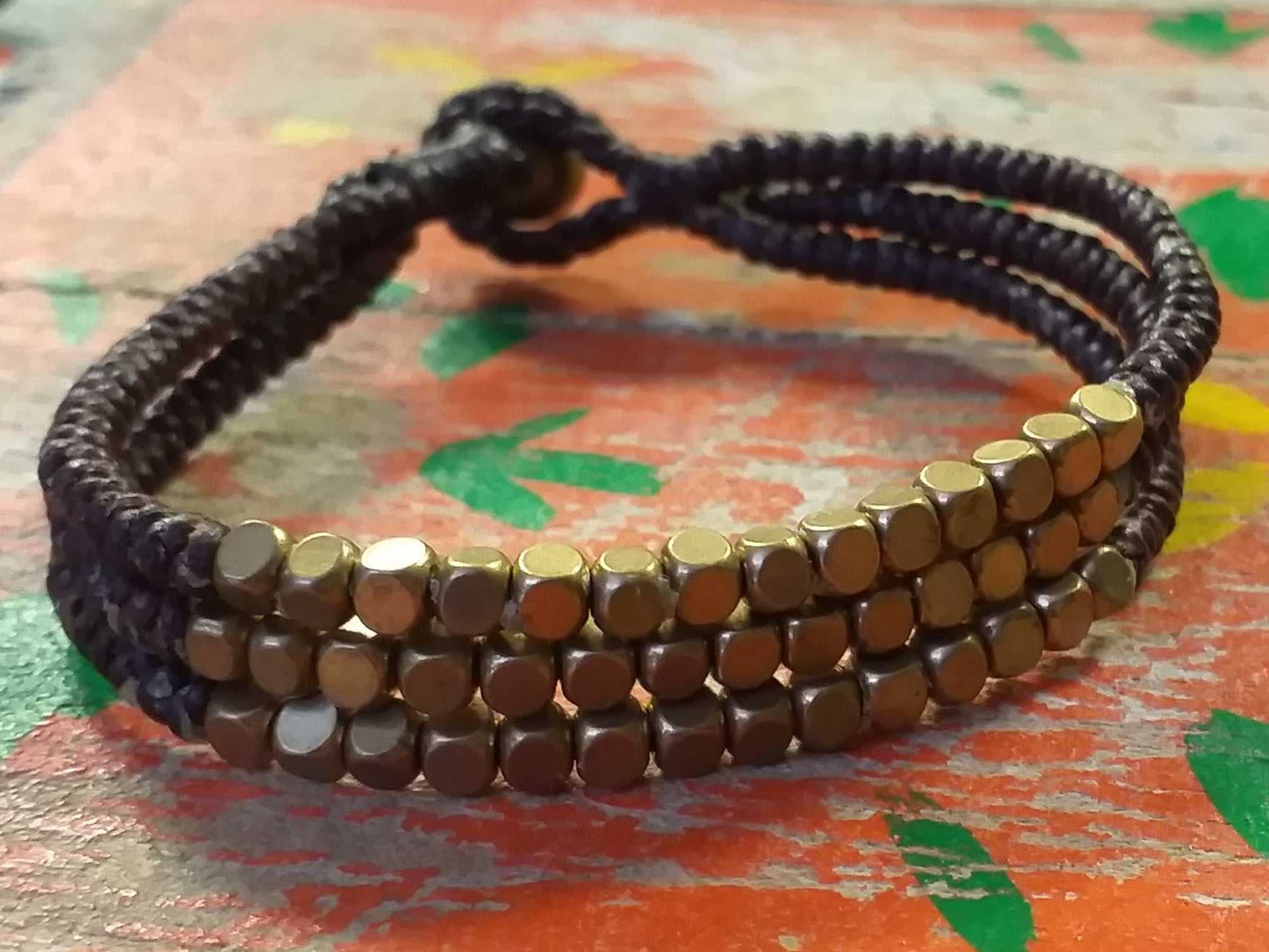Triple Brass Bead Bracelet