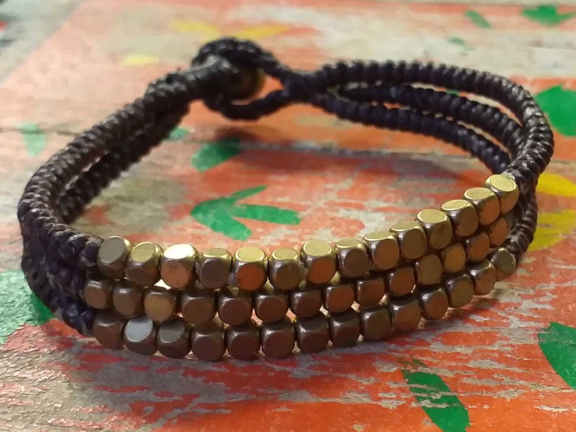 Triple Brass Bead Bracelet