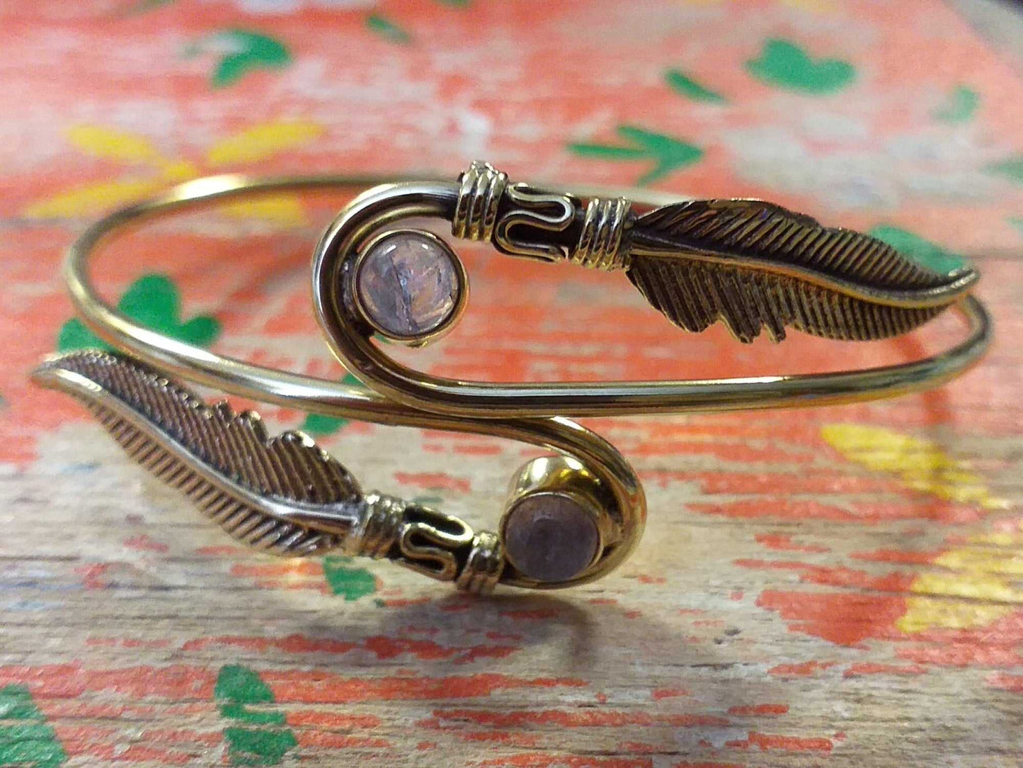 Two Feather Stone Bangle