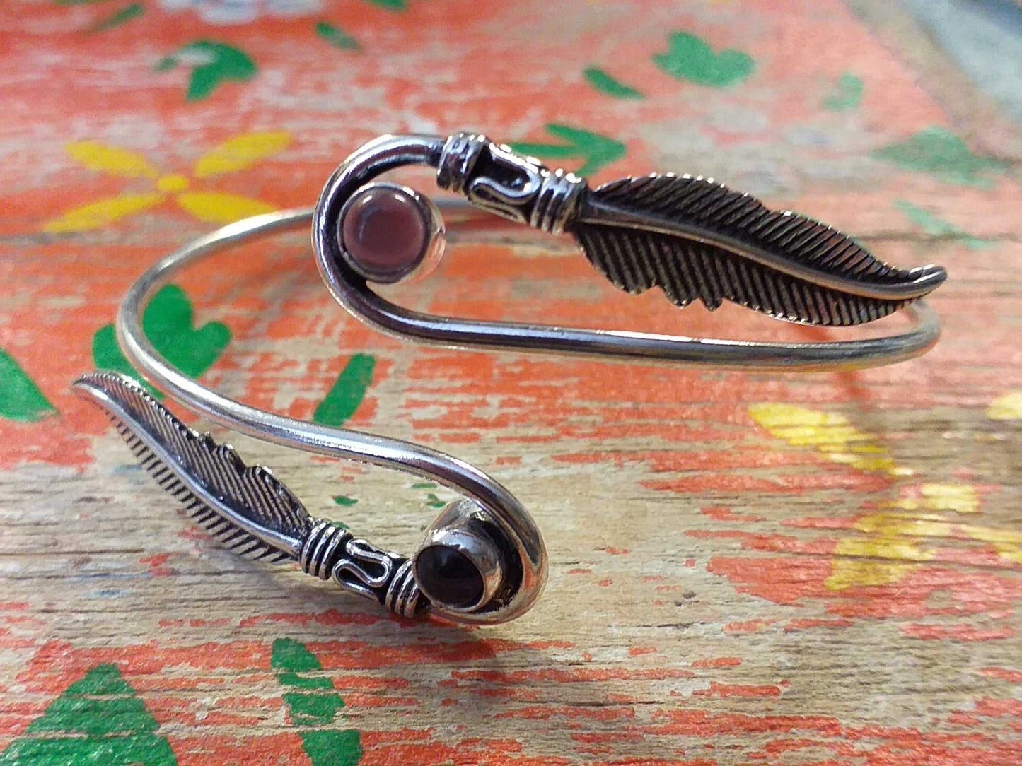 Two Feather Stone Bangle