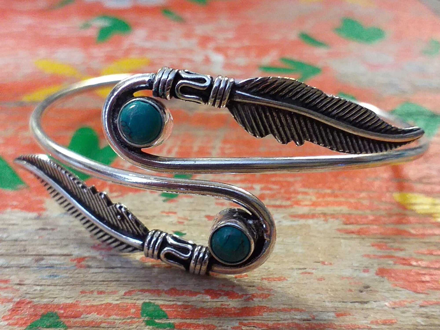 Two Feather Stone Bangle