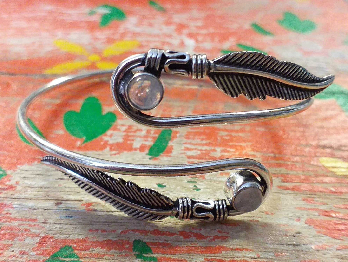 Two Feather Stone Bangle