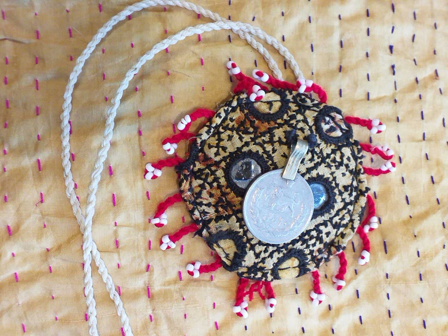 Vintage Kuchi Fabric Necklace