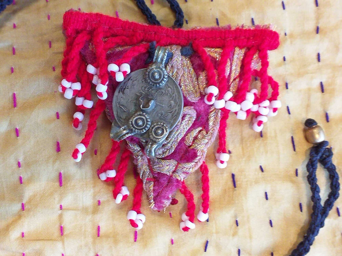 Vintage Kuchi Fabric Necklace