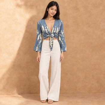 Tie-Dye Bell Sleeve Wrap Top [anookz:url-61f5c16a]