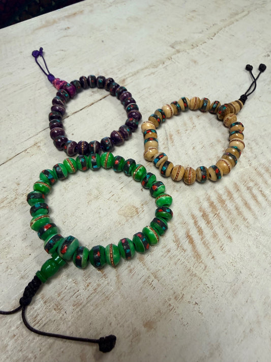 Ceramic Bracelet with Bead Inlay