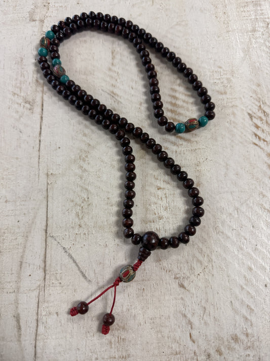 Wooden Mala with Tibetan Beads
