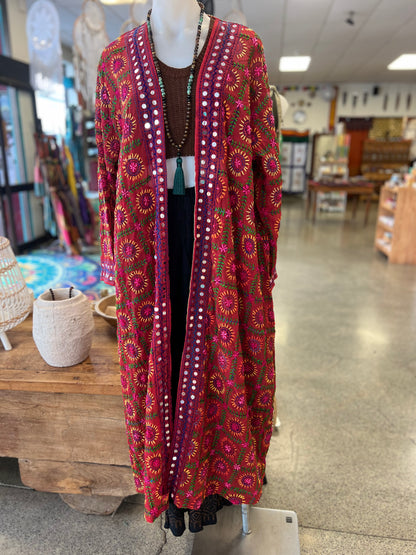 Embroidered Kimono Maroon