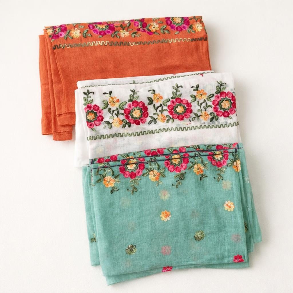 Zigzag Trim Floral Cotton Scarf [anookz:33106b77-902b-4adc-8cb6-f2c020b2d181]