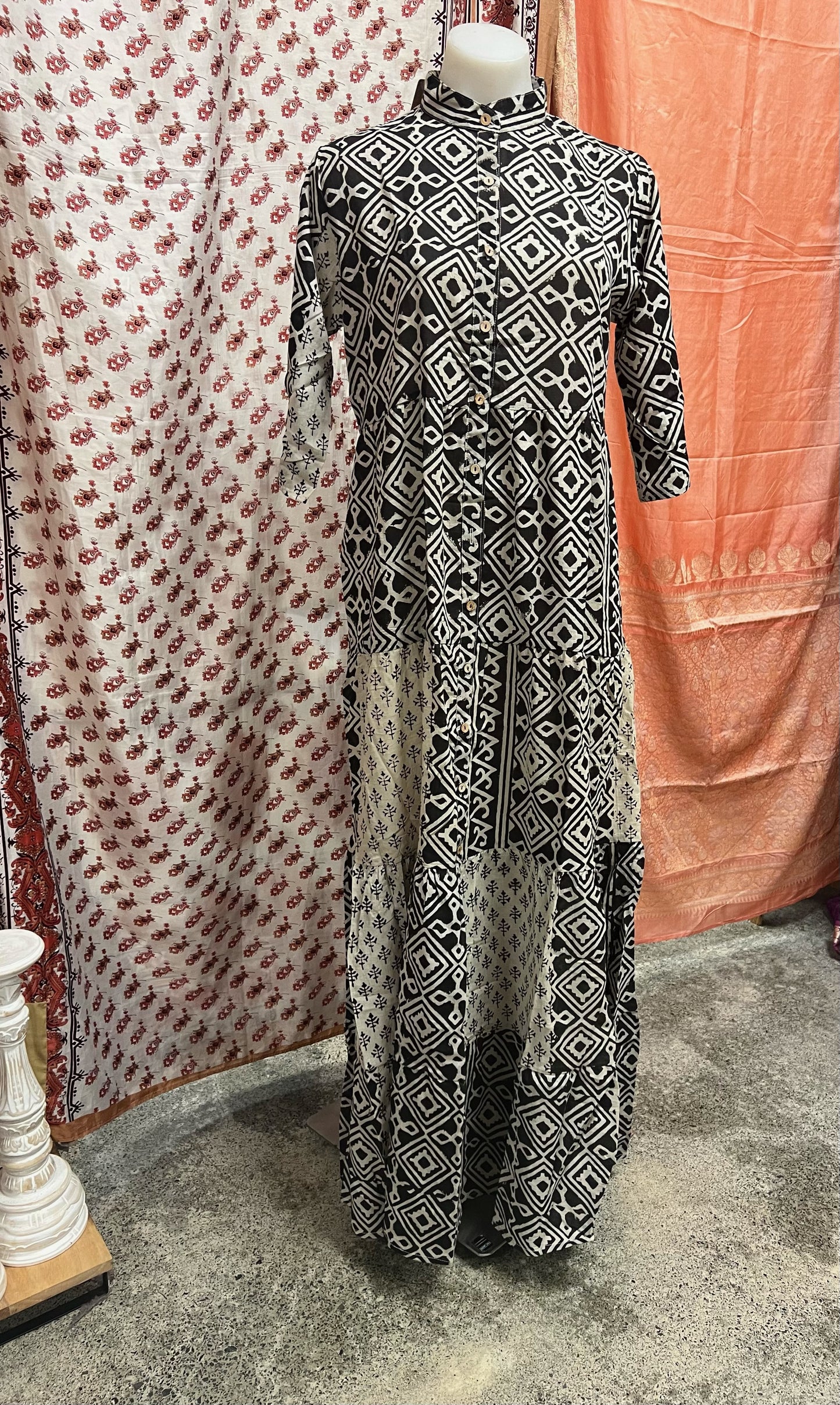 Ahorangi Block Print Long Dress