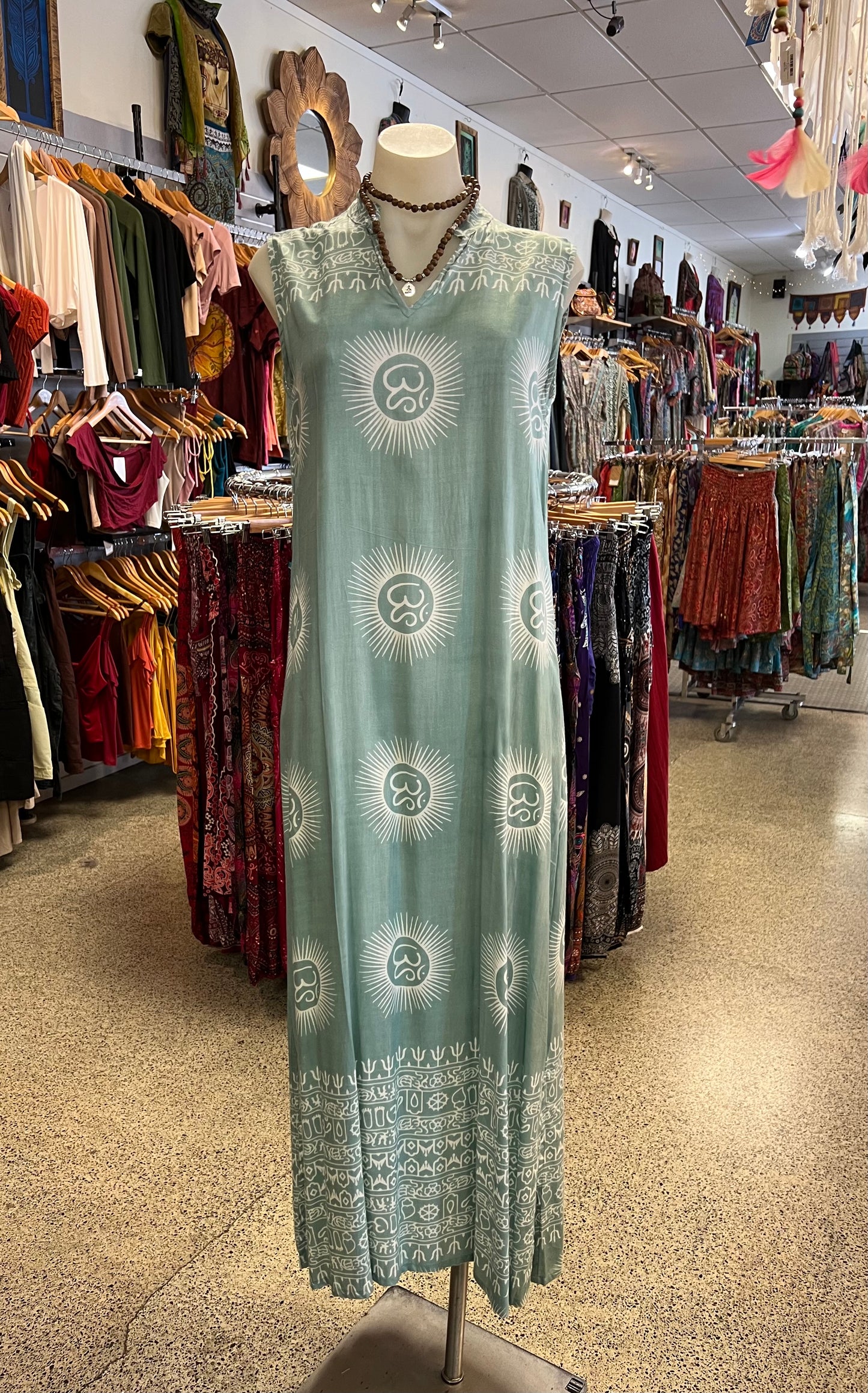 Om Flow Block Print Dress