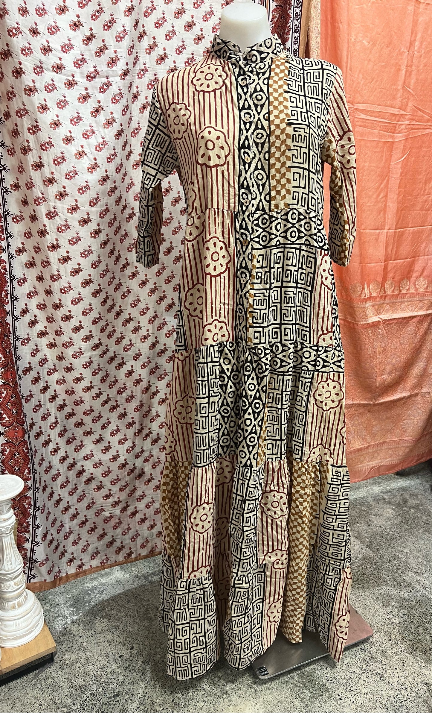 Ahorangi Block Print Long Dress