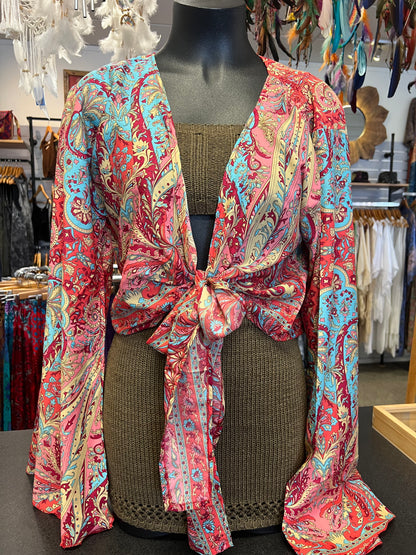 Tatiana Silky Floral Wrap Jacket