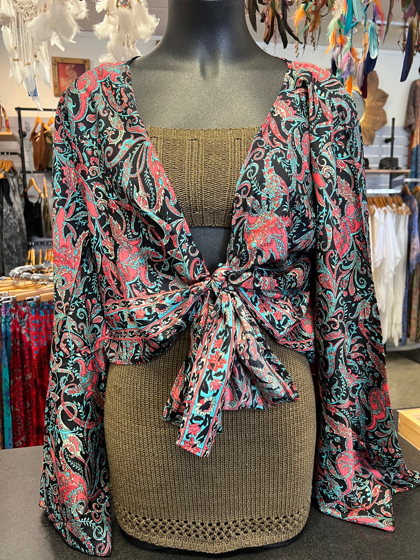 Tatiana Silky Floral Wrap Jacket