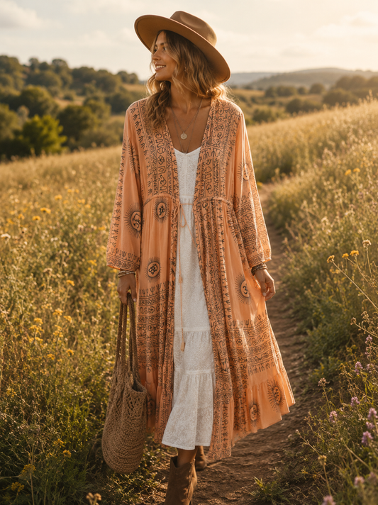 Lou Om Block Print Wrap Jacket
