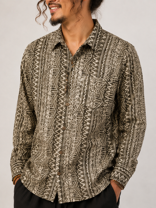 Samoa Block Print Button Shirt