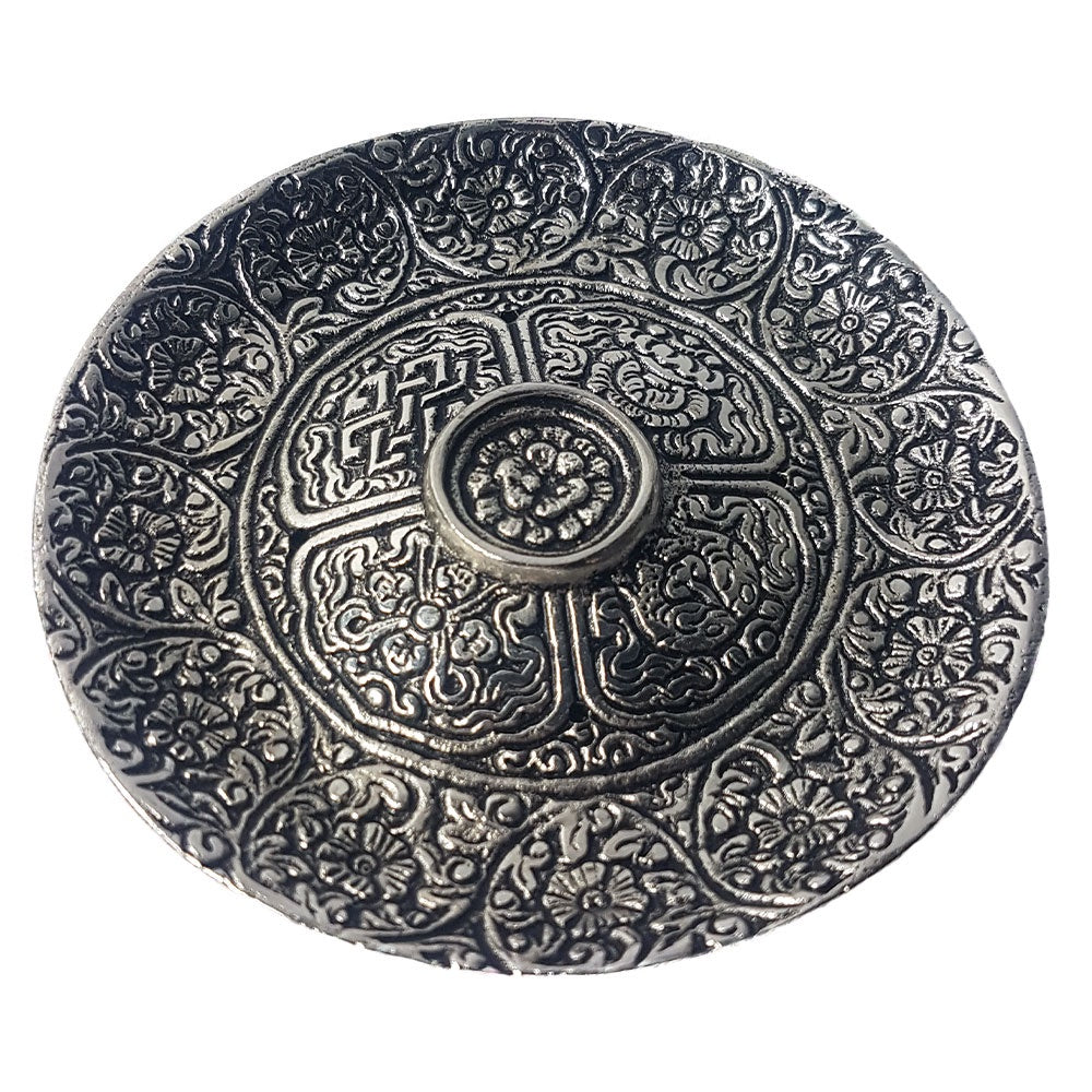 Tibetan Round Aluminium Incense Burner