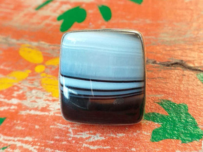 Sterling Banded Onyx Ring