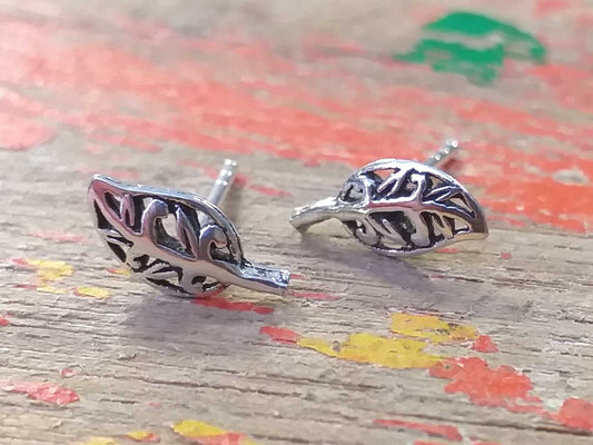 Sterling Leaf Studs