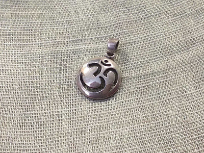 Sterling Cut-out Circle Om Pendant