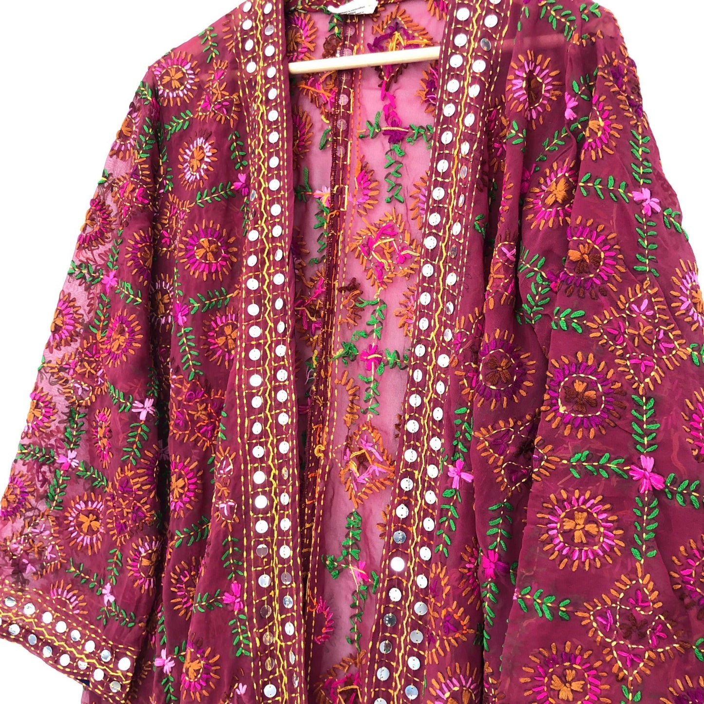 Embroidered Kimono Burgundy