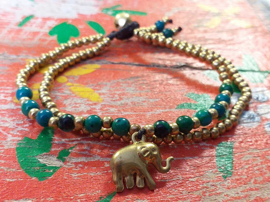Elephant and Bead Bracelet