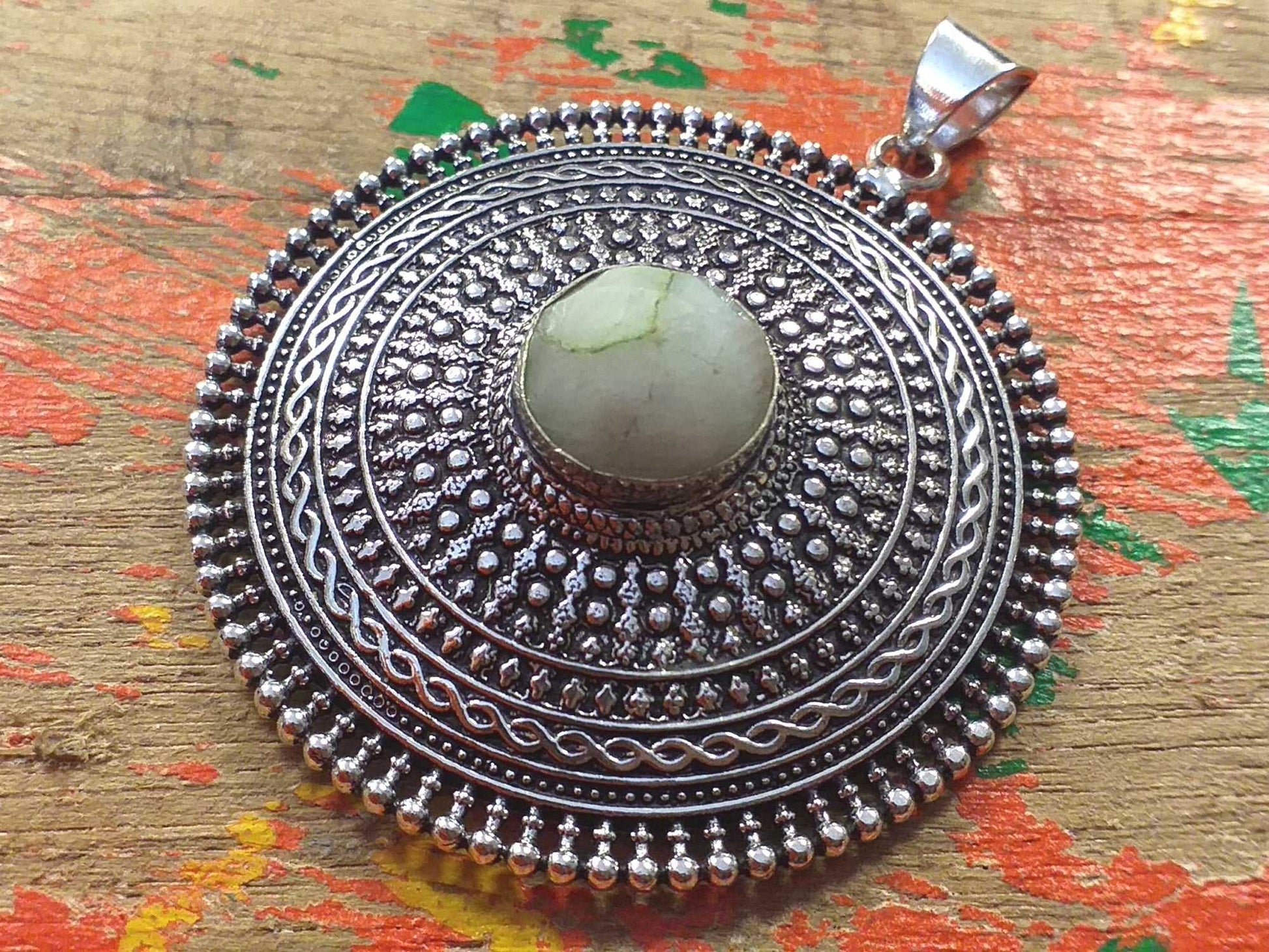 Faceted Stone Shield Pendant