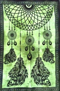 Green Dreamcatcher Tapestry/Bed Cover