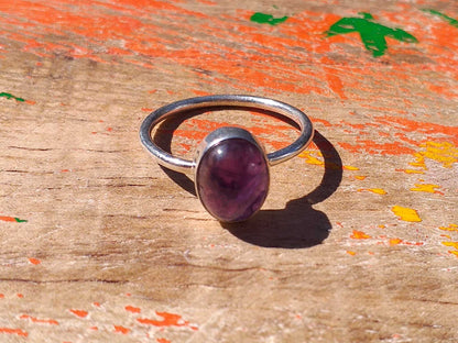 Sterling Amethyst Ring 10x8mm Size 7
