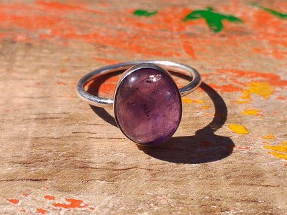 Sterling Amethyst Ring 13x10mm Size 8