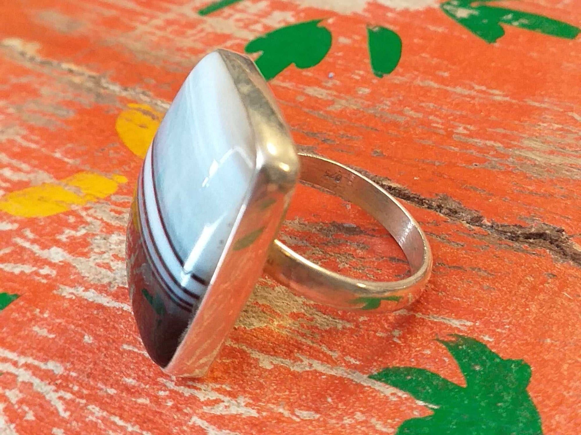 Sterling Banded Onyx Ring