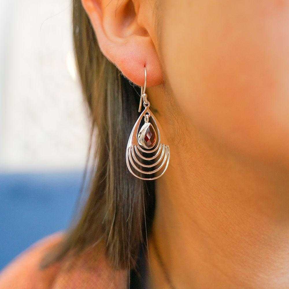 Silver Fan Teardrop Sterling Silver Earrings