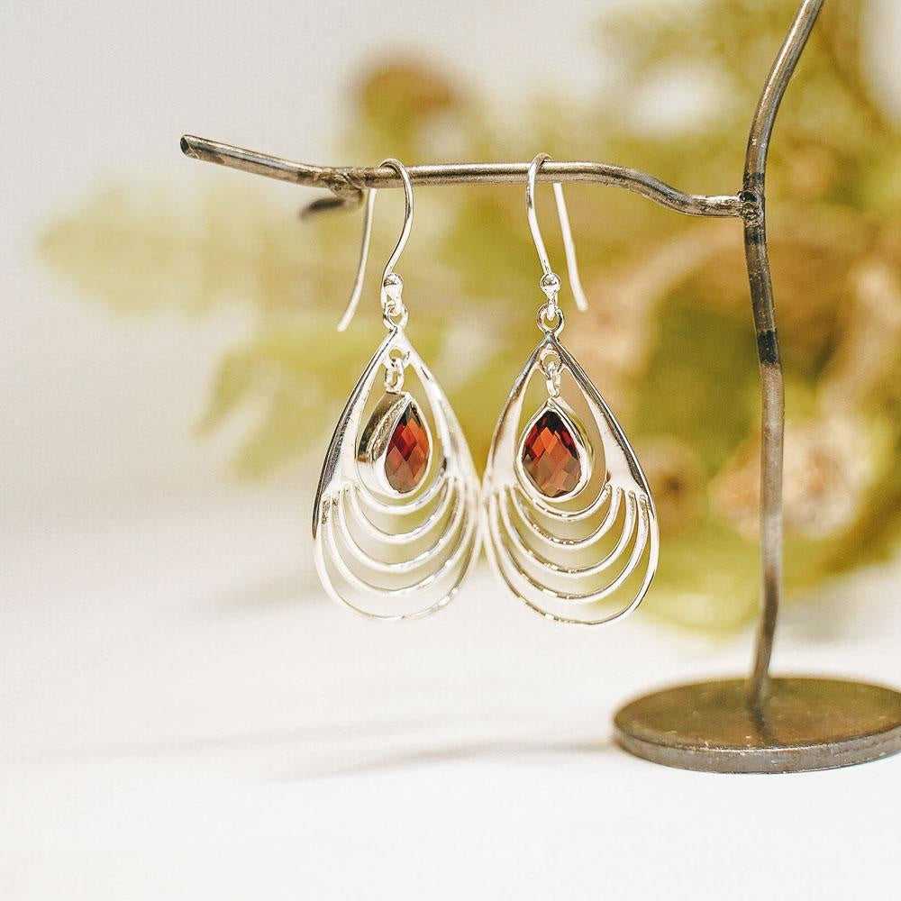 Silver Fan Teardrop Sterling Silver Earrings