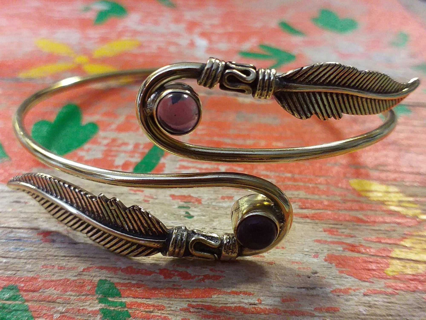 Two Feather Stone Bangle