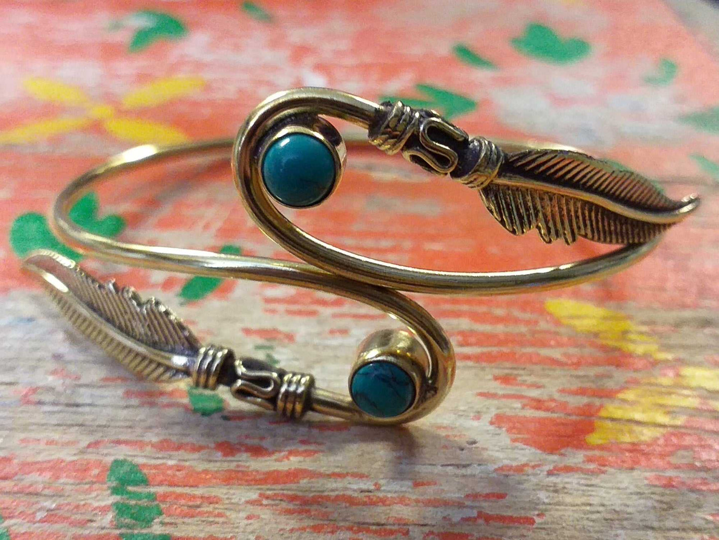 Two Feather Stone Bangle