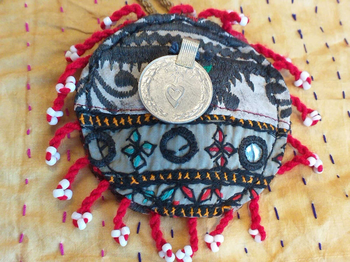 Vintage Kuchi Fabric Necklace